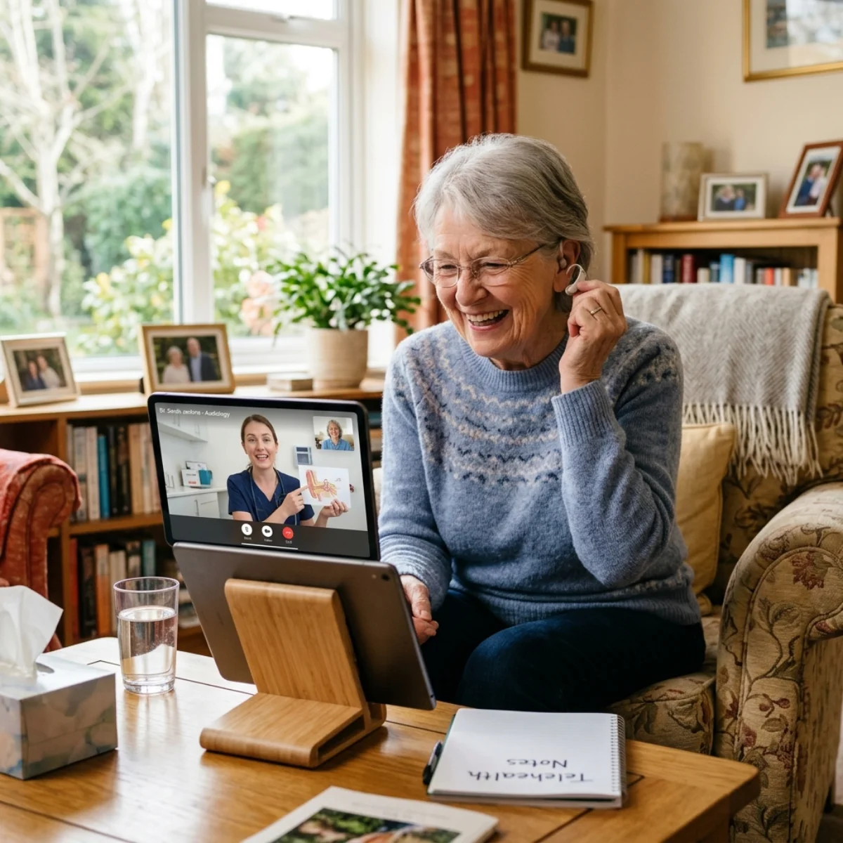 Patient having a video call with a member of their care team from home.